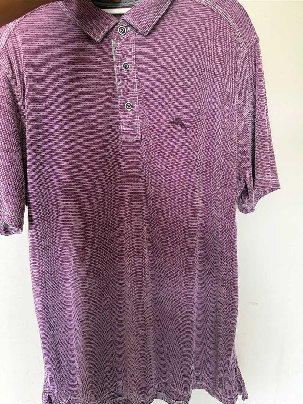 Tommy Bahama Men’s Polo Shirt Purple Textured Stretch Golf Casual - Picture 3 of 12